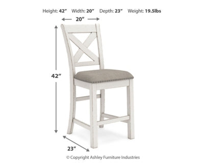 Robbinsdale Counter Height Extension Dining Table, 6 Barstools and Bench - D642D10
