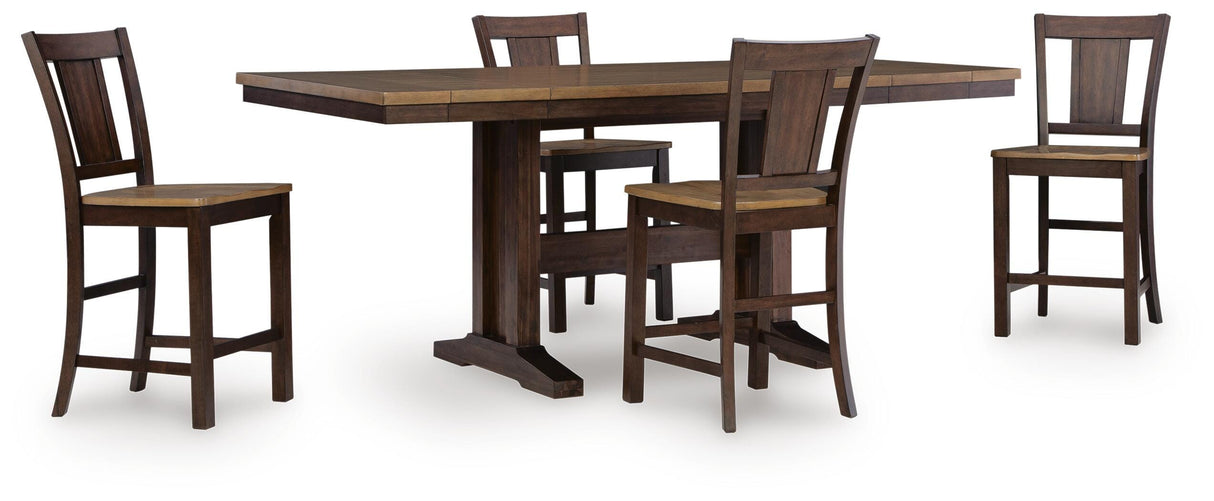 Rylandeen Counter Height Extension Dining Table and 4 Barstools - PCD651D3