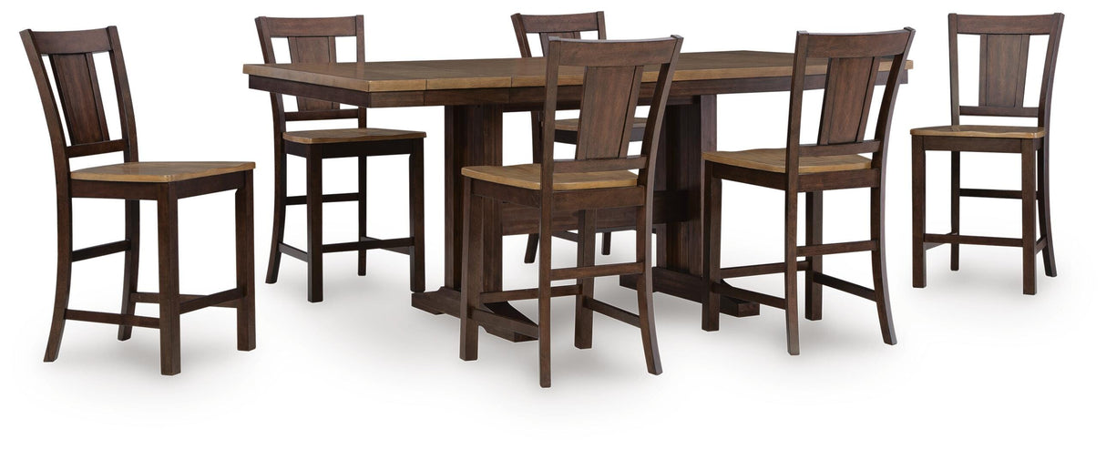 Rylandeen Counter Height Extension Dining Table and 6 Barstools - PCD651D5
