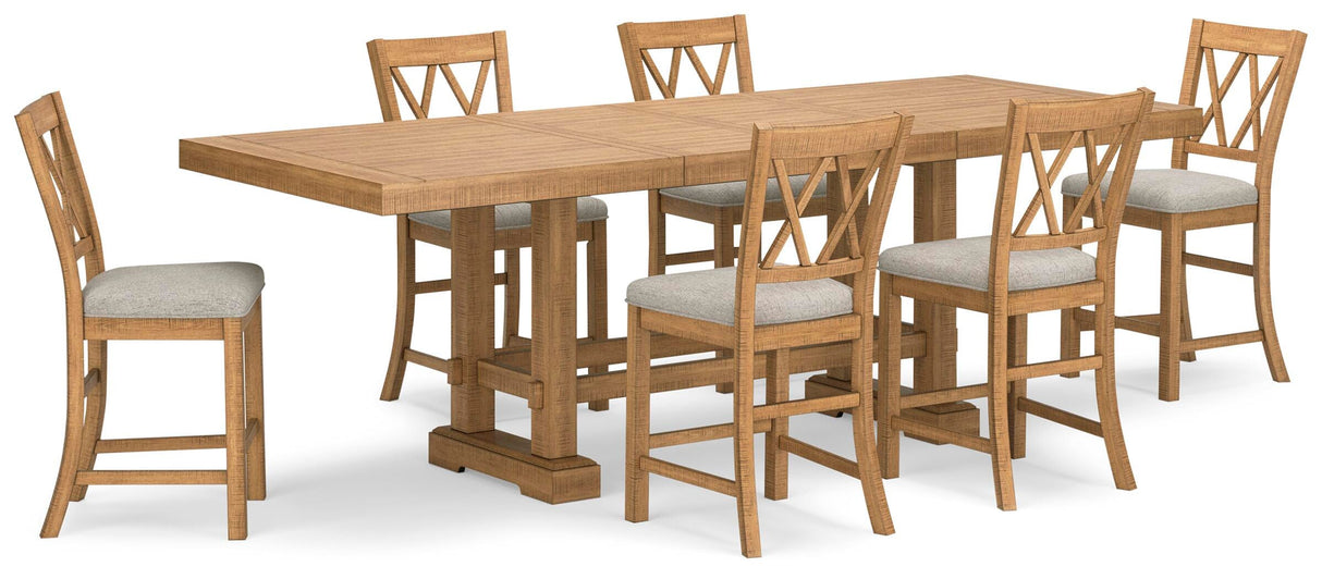 Havonplane Counter Height Extension Dining Table and 6 Barstools - D773D6