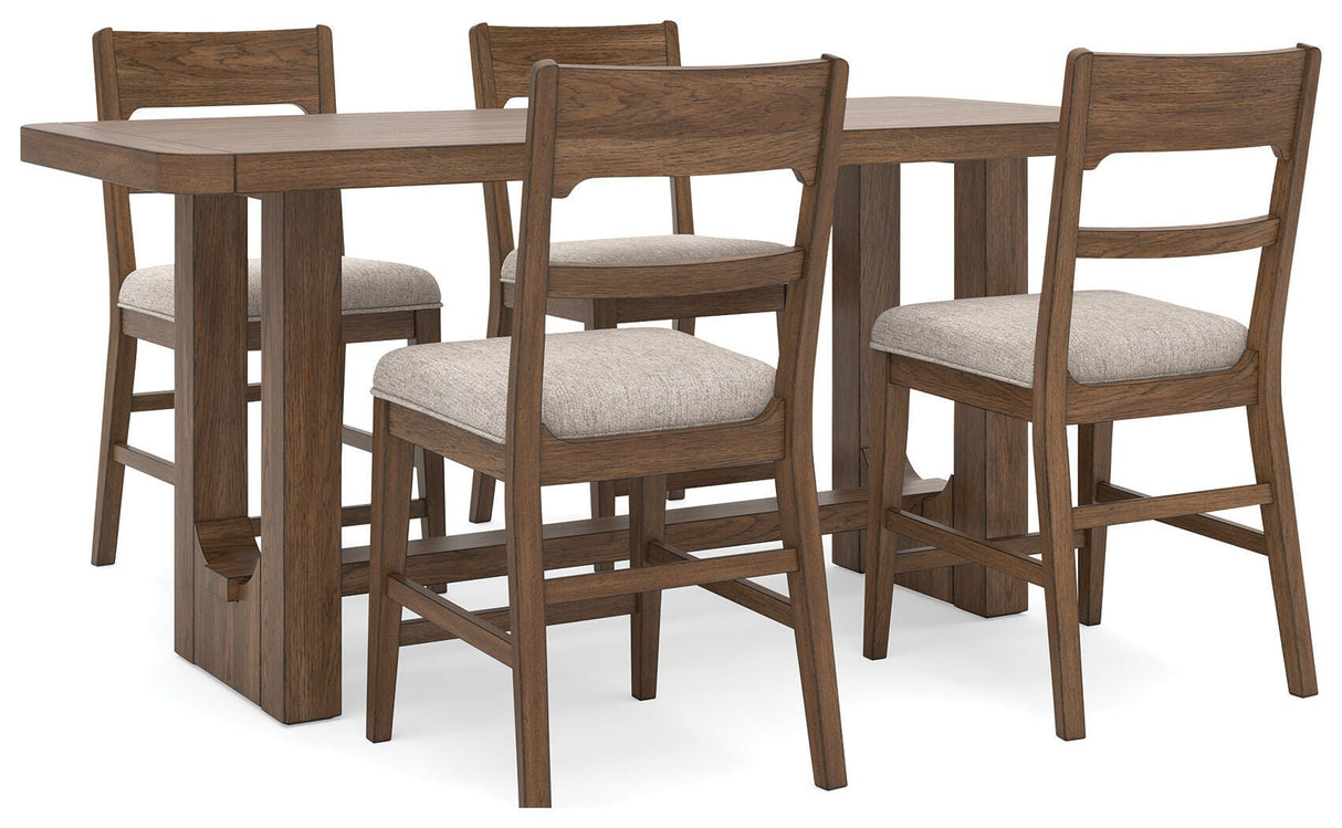 Cabalynn Counter Height Dining Table and 4 Barstools - D974D4