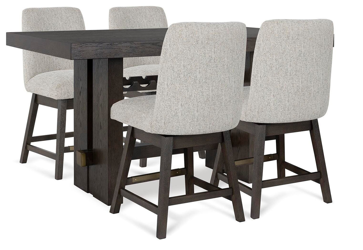 Burkhaus Counter Height Dining Table and 4 Barstools - D984D5