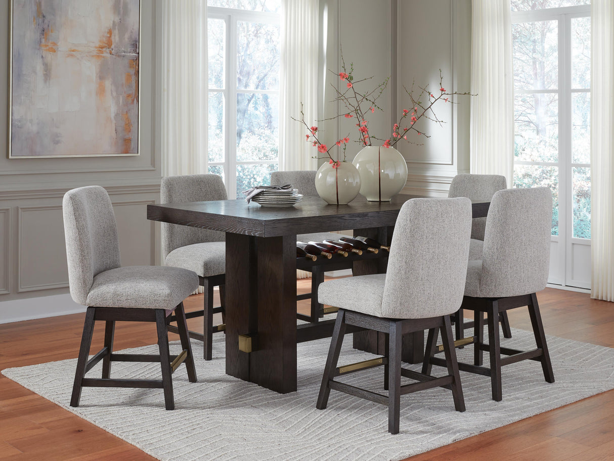 Burkhaus Counter Height Dining Table and 6 Barstools - D984D6