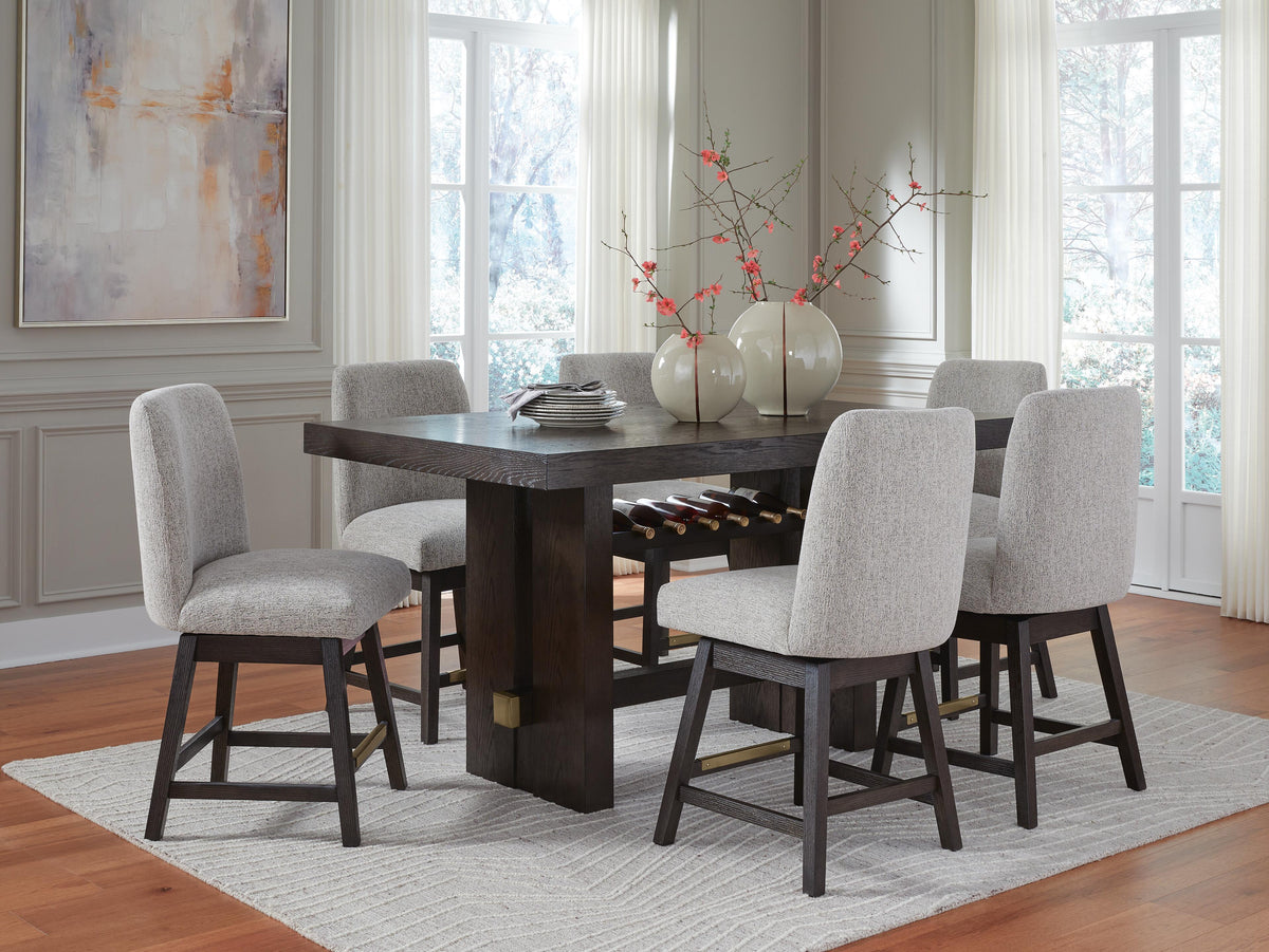 Burkhaus Counter Height Dining Table and 6 Barstools - D984D6