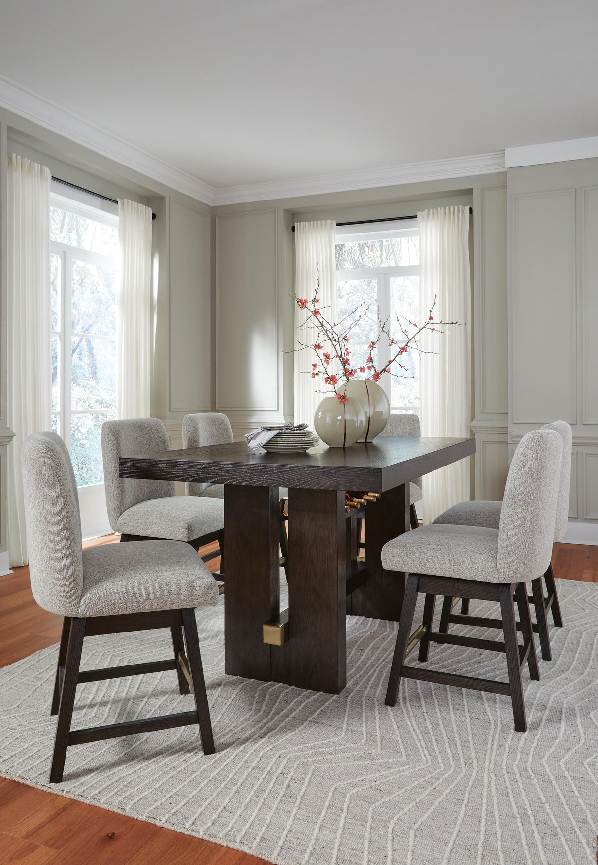 Burkhaus Counter Height Dining Table and 6 Barstools - D984D6