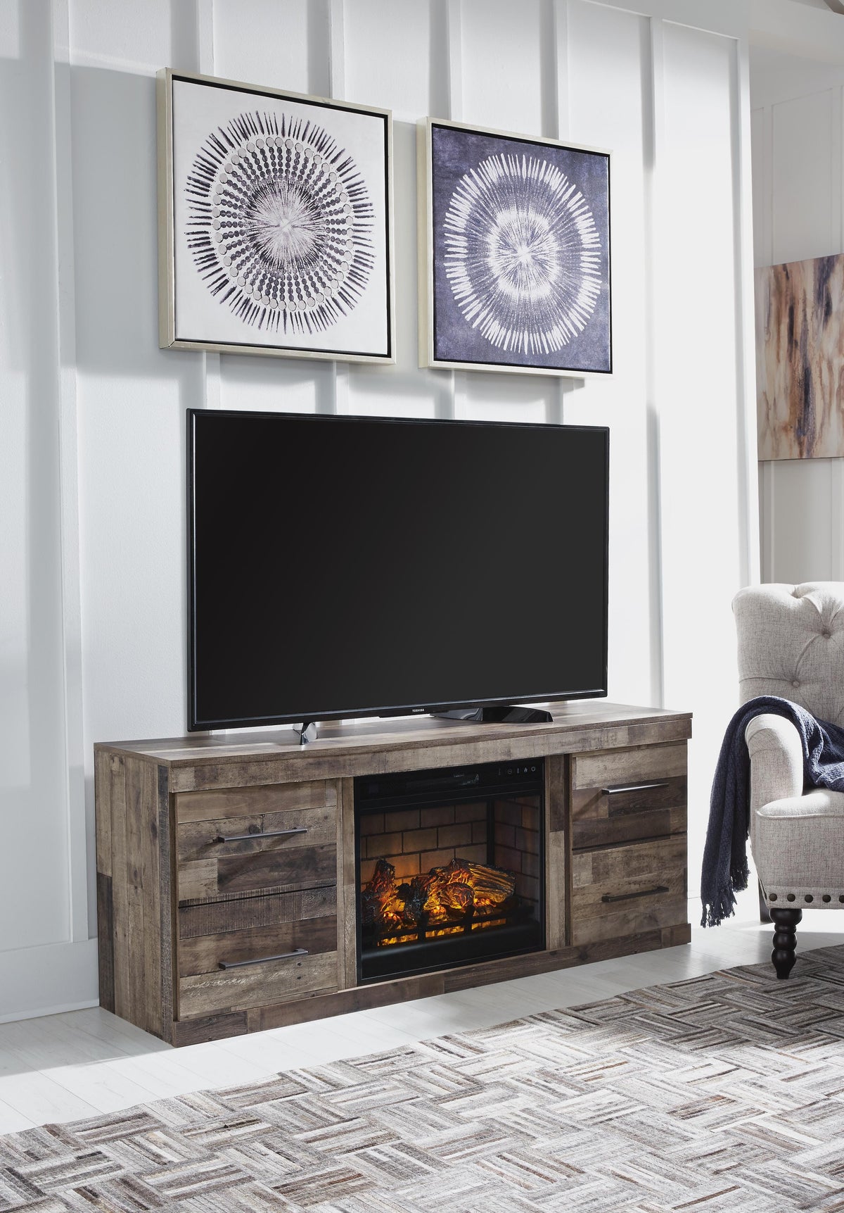 Derekson TV Stand with Electric Fireplace - EW0200W7