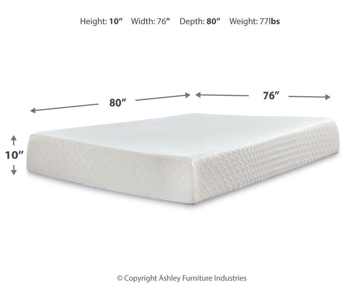 10 Inch Chime Memory Foam King Mattress and Foundation - M699M1