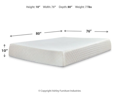10 Inch Chime Memory Foam King Mattress and Foundation - M699M1