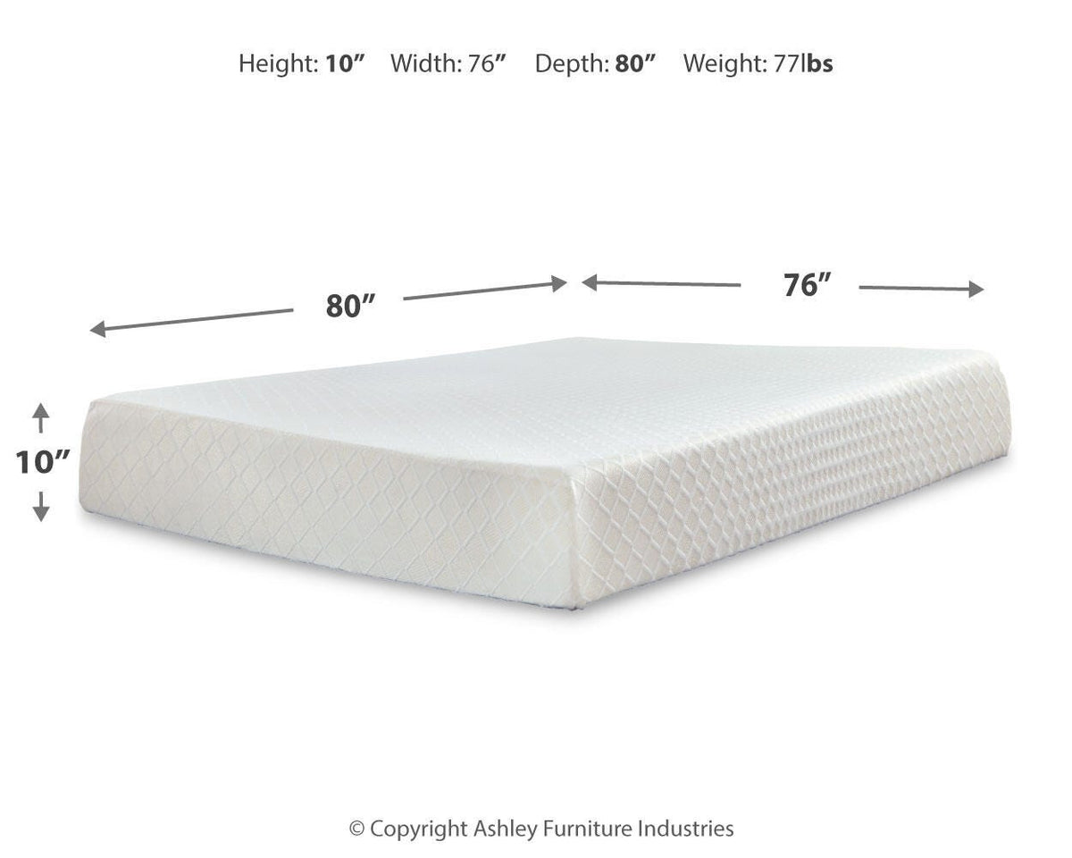 10 Inch Chime Memory Foam King Mattress and Foundation - M699M1