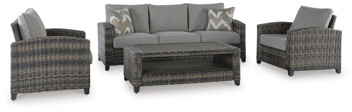 Oasis Court Outdoor Sofa/Chairs/Table Set (Set of 4) - P335-081