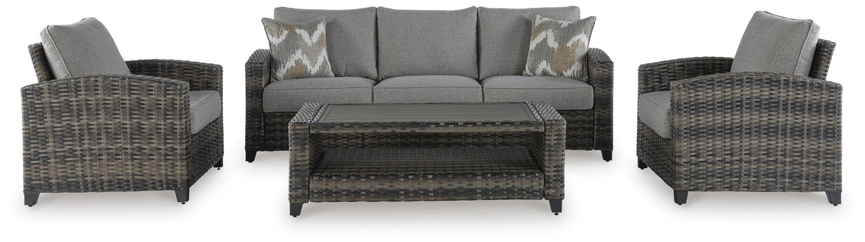 Oasis Court Outdoor Sofa/Chairs/Table Set (Set of 4) - P335-081