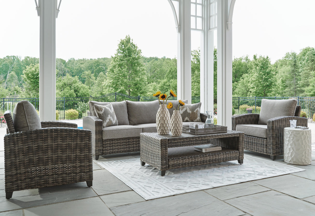 Oasis Court Outdoor Sofa/Chairs/Table Set (Set of 4) - P335-081