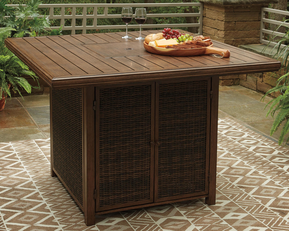 Paradise Trail Bar Table with Fire Pit - P750-665