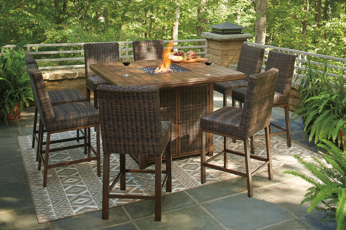 Paradise Trail Outdoor Counter Height Dining Table with 6 Barstools - P750P6