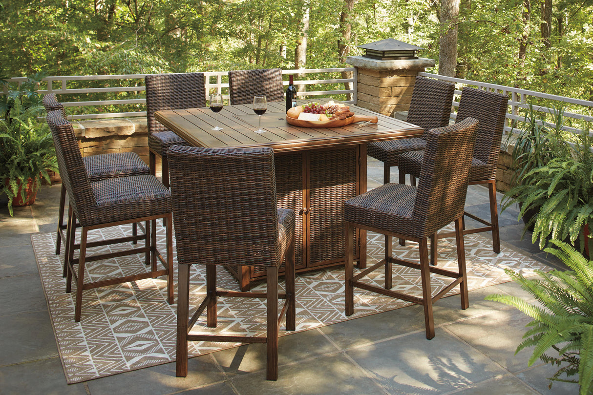 Paradise Trail Outdoor Counter Height Dining Table with 6 Barstools - P750P6