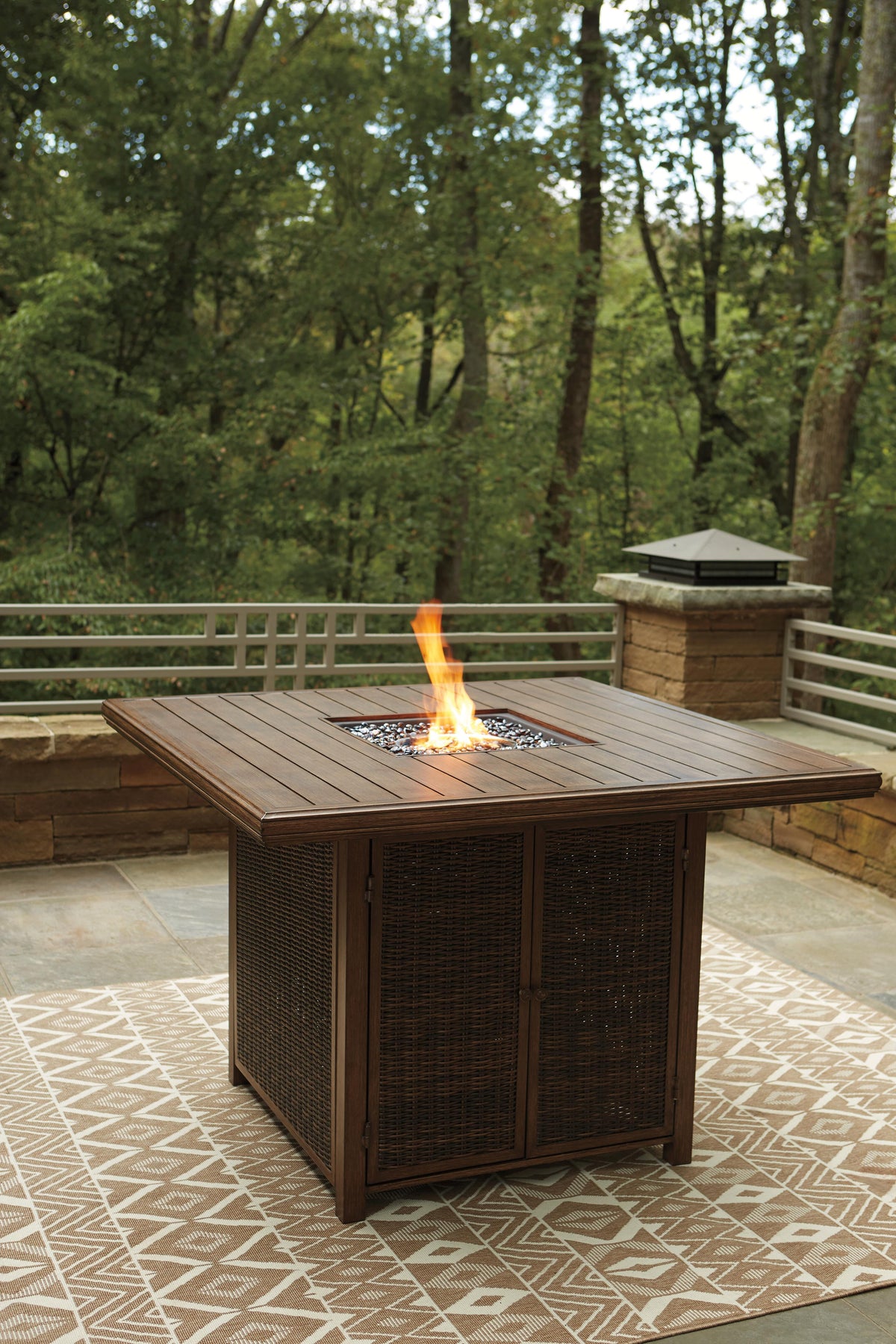 Paradise Trail Bar Table with Fire Pit - P750-665