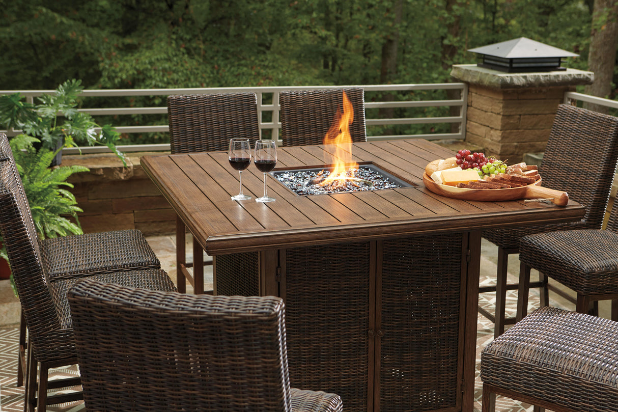 Paradise Trail Outdoor Counter Height Dining Table with 6 Barstools - P750P6