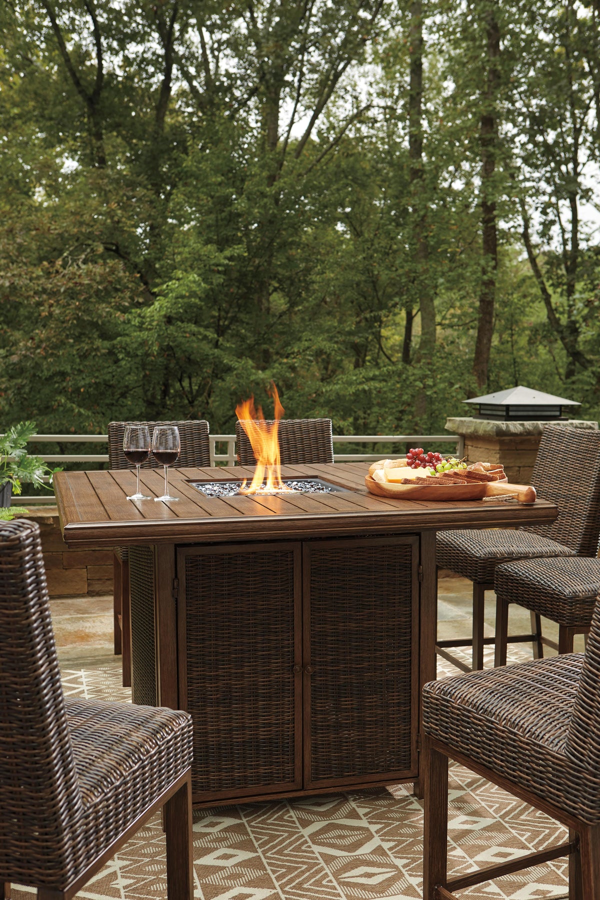 Paradise Trail Outdoor Counter Height Dining Table with 6 Barstools - P750P6