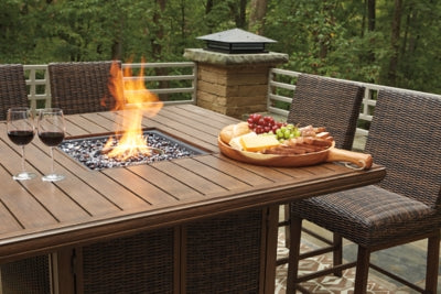 Paradise Trail Outdoor Counter Height Dining Table with 6 Barstools - P750P6