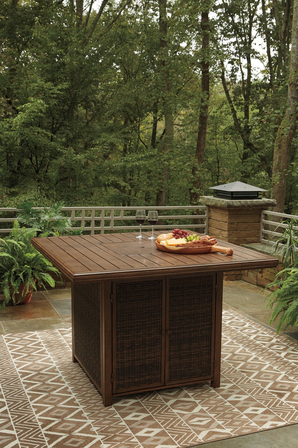 Paradise Trail Bar Table with Fire Pit - P750-665