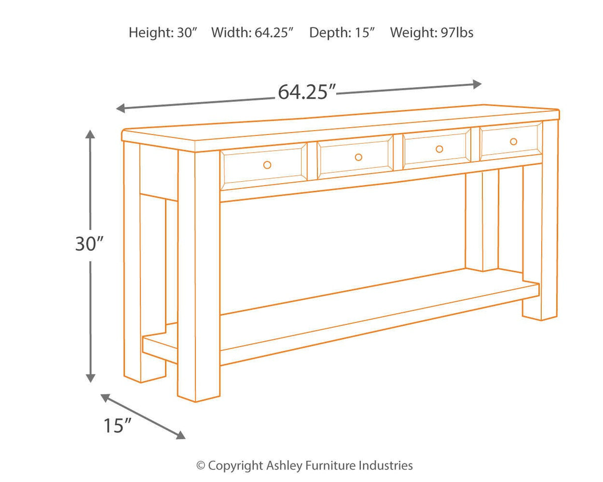 Gavelston Sofa/Console Table - T732-4