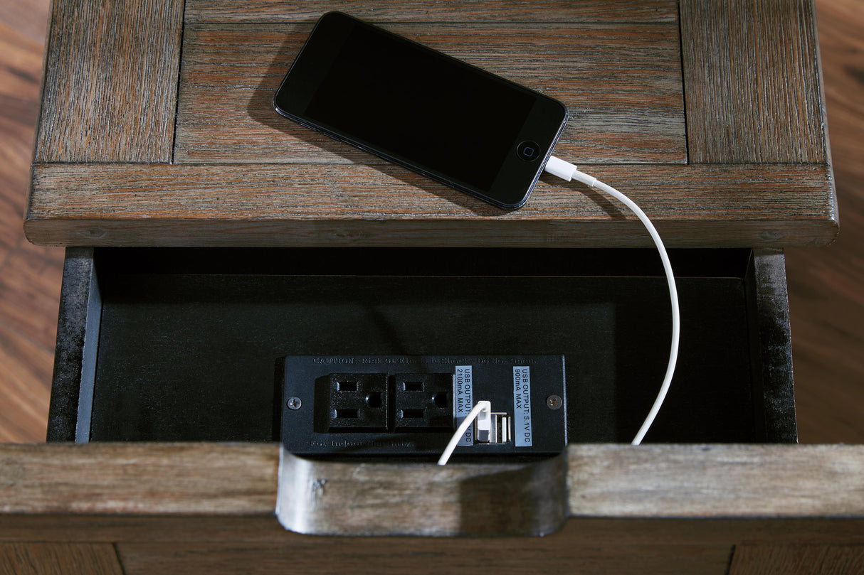 Tyler Creek Chairside End Table with USB Ports & Outlets - T736-7