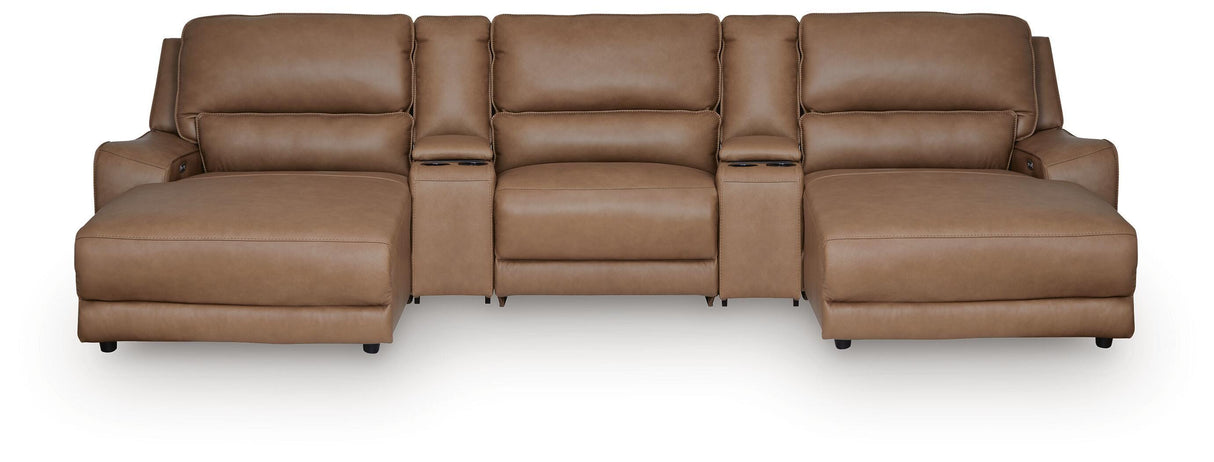 DeepWakes 5-Piece Reclining Sectional with Double Chaise and Storage Consoles - PCU62606S41