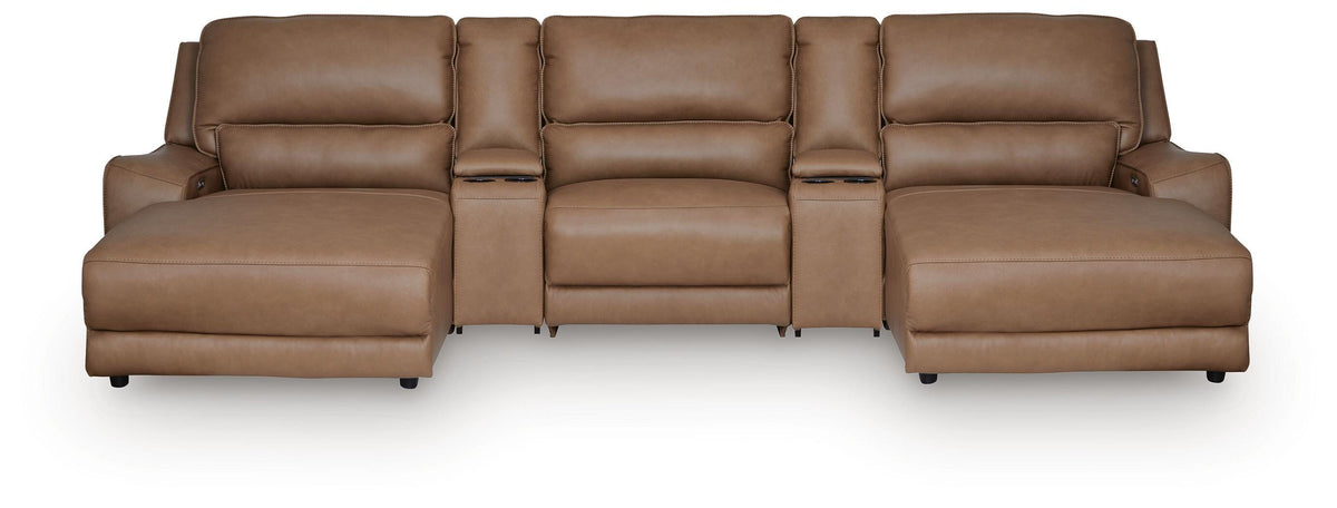 DeepWakes 5-Piece Reclining Sectional with Double Chaise and Storage Consoles - PCU62606S41