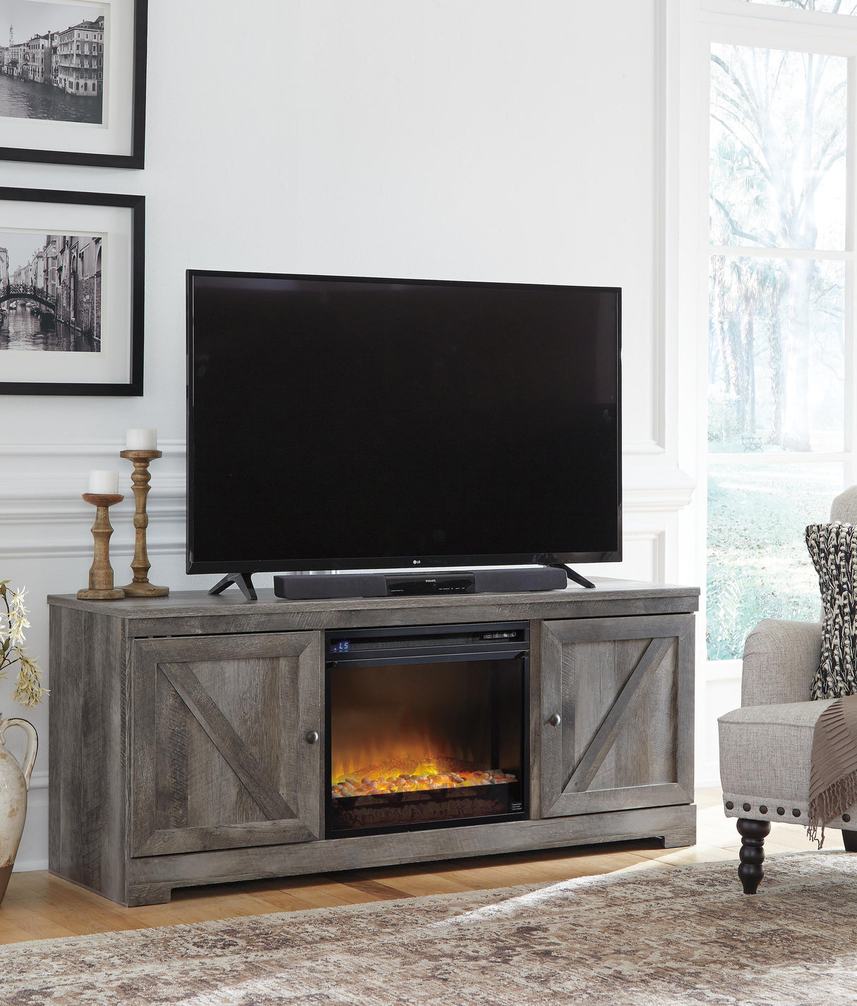 Wynnlow 63" TV Stand with Electric Fireplace - W440W4