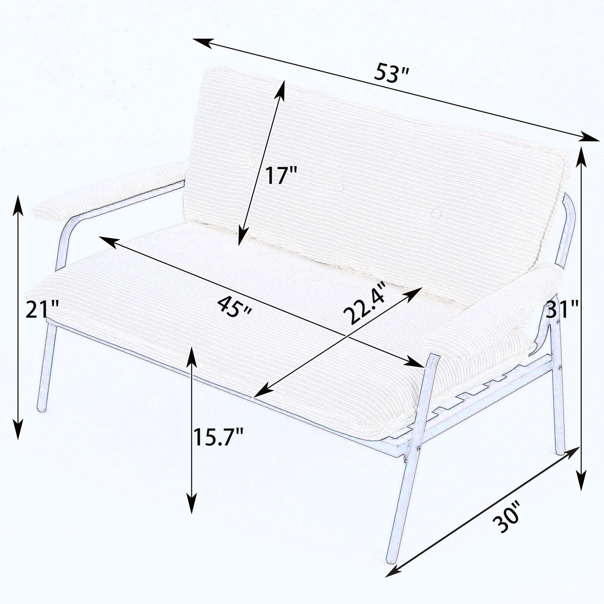 Modern Metal Frame Sofa With Sponge Filling For Compact Spaces And Versatile Use