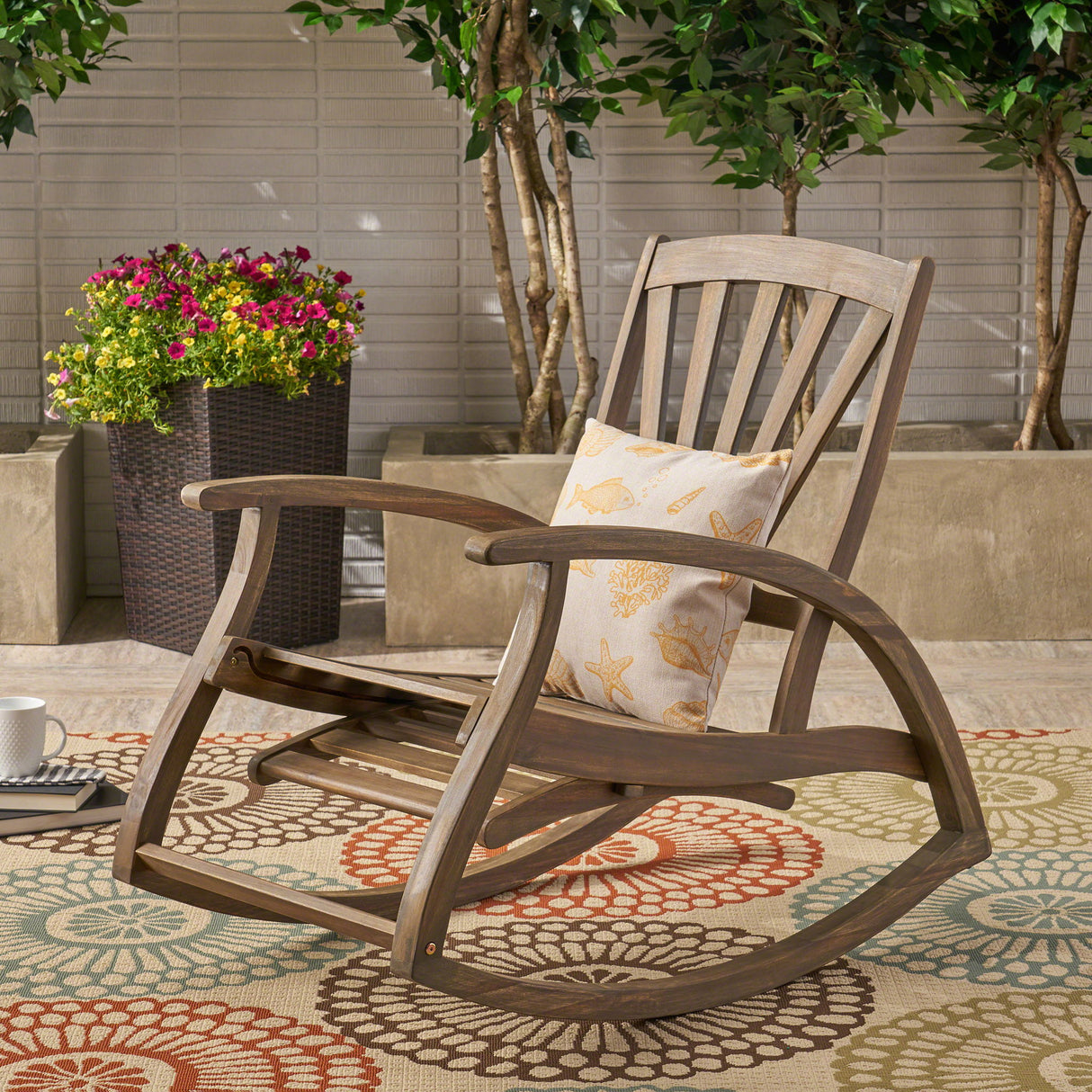 Outdoor Reclining Rocking Chair - Gray