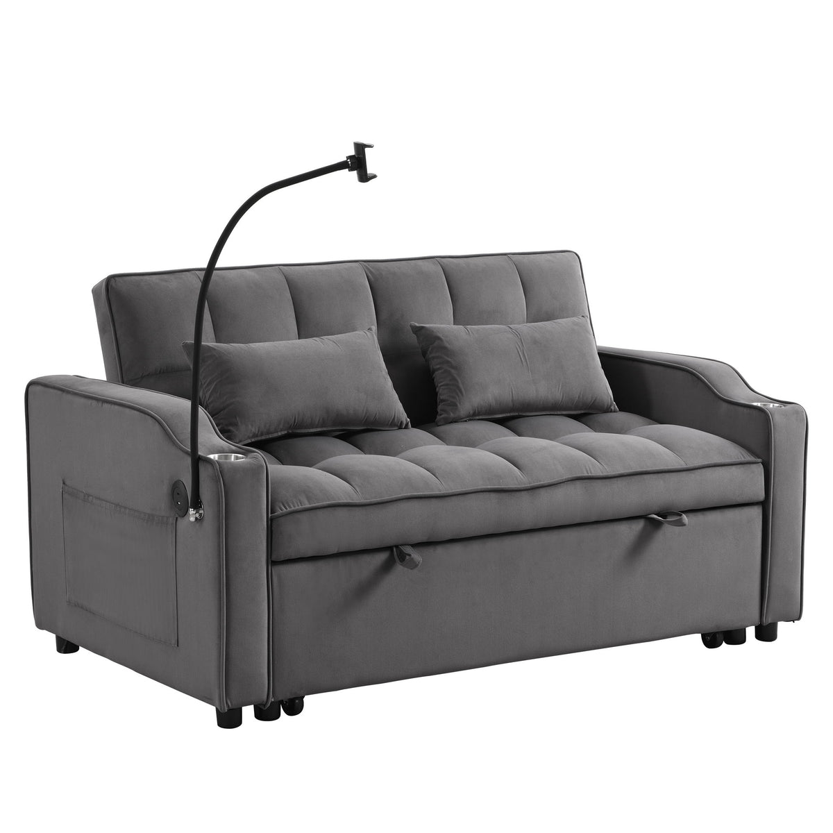 Sofa Bed With Trundle For Small Rooms - Dark Gray