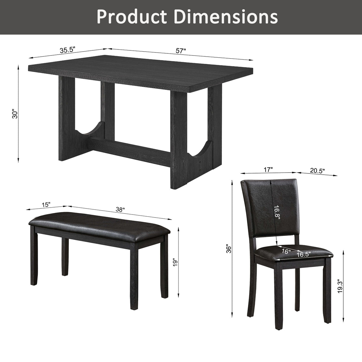 Dining Table Set, Rectangular Kitchen Table With Upholstered Chairs