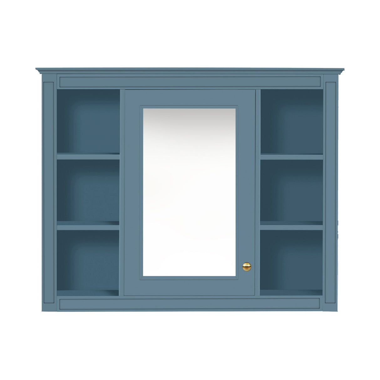 Wall Mounted Medicine Cabinet With Mirror, Storage Cabinet Featuring 6 Open Shelves And Adjustable Interior
