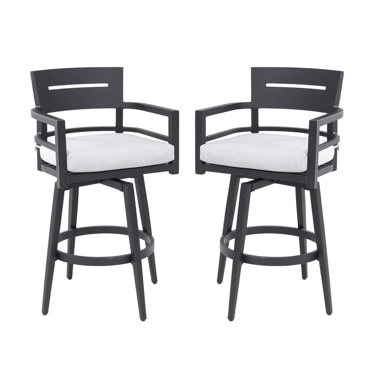 Outdoor Swivel Bar Chairs, 360 Degree Rotation, Ergonomic Backrest (Set of 2)