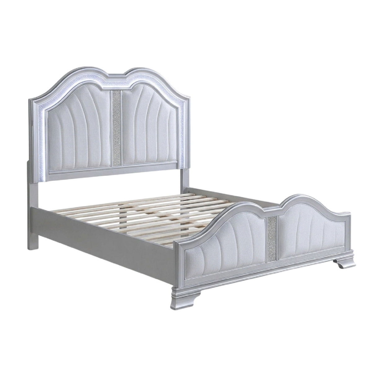 Eastern King Size Bed Built In USB LED Lighting - Silver