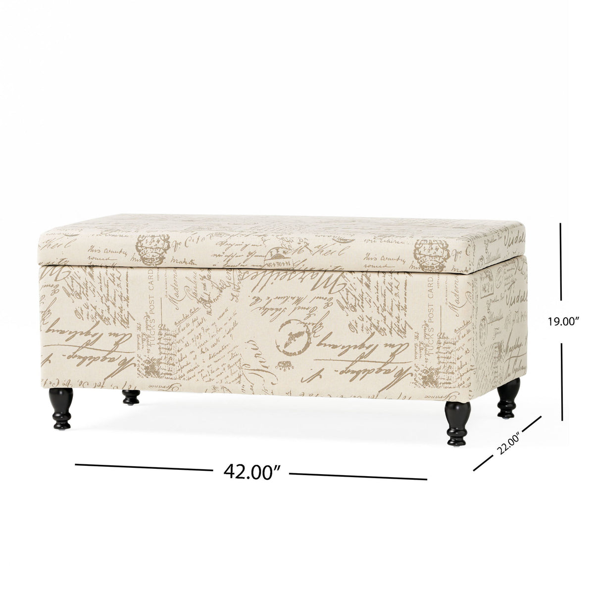 Parisian Upholstered Fabric Storage Ottoman - Beige / Reclaimed Natural