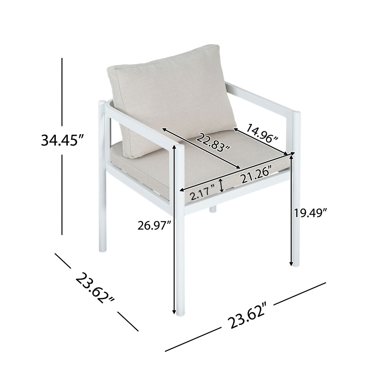 All-Weather Outdoor Dining Chair (Set of 2) - Beige / White