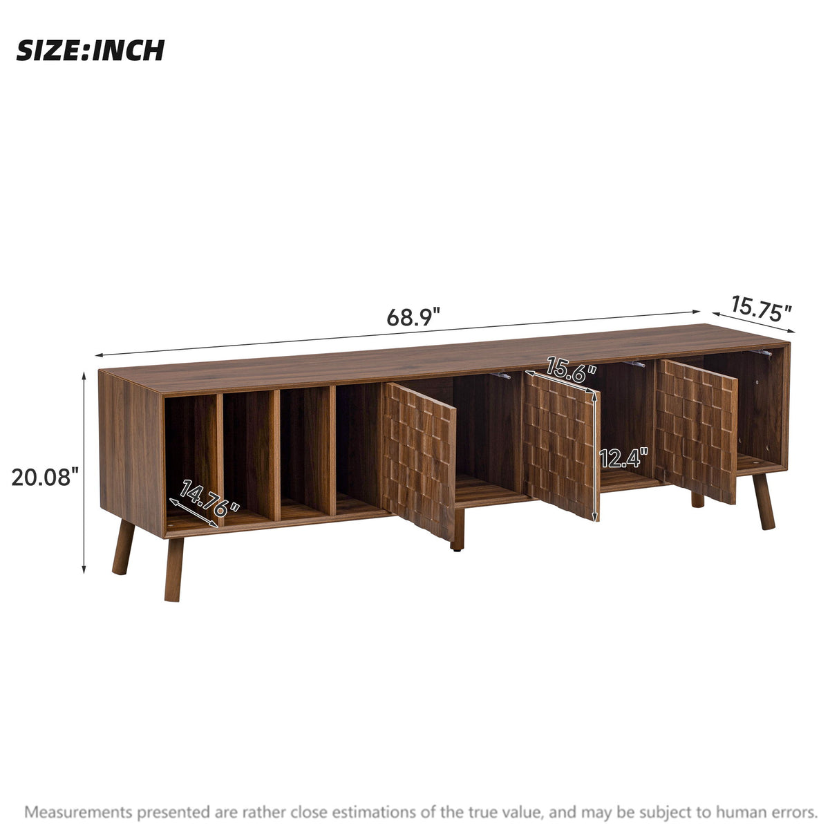 TV Stand With 5 Legs, Media Console Table For Tvs Up To 75" - Walnut