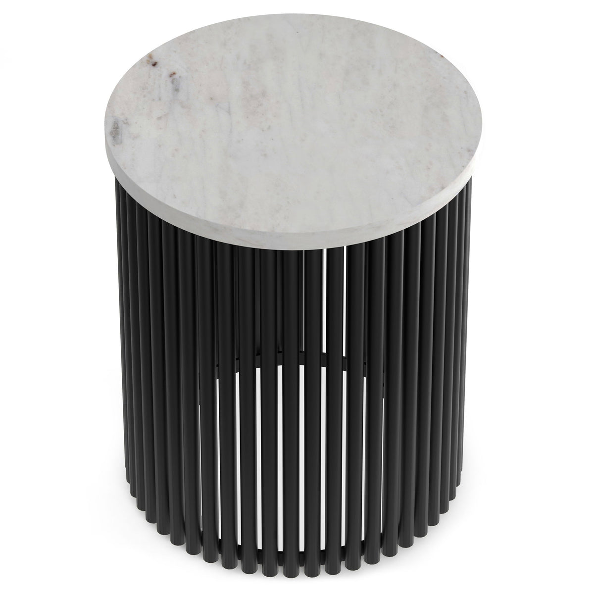 Demy - Metal Accent Table - White Marble / Black