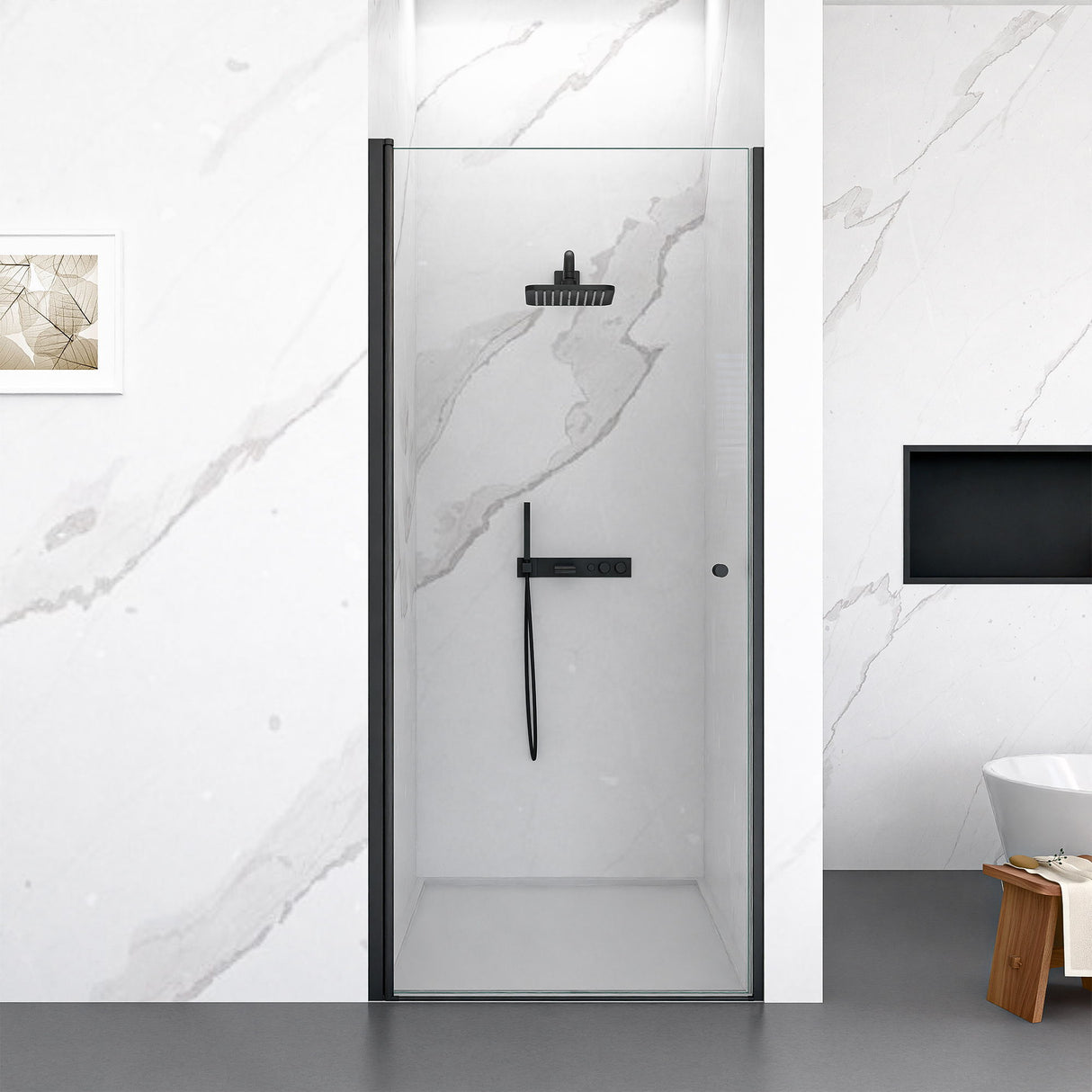 Semi Frameless Circular Pivot Shower Door With 1 / 4" Sgcc Tempered Glass