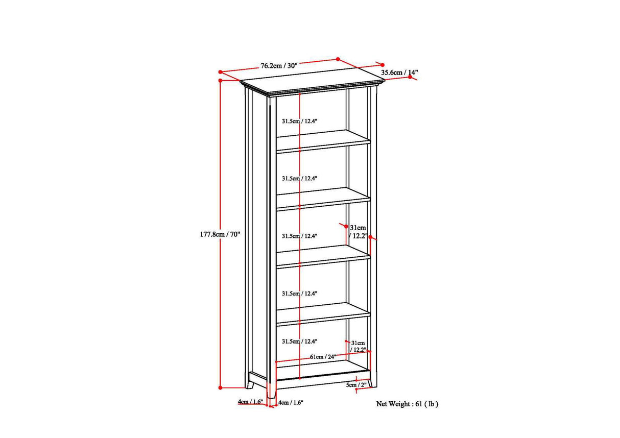 Amherst - 5 Shelf Bookcase - Light Brown