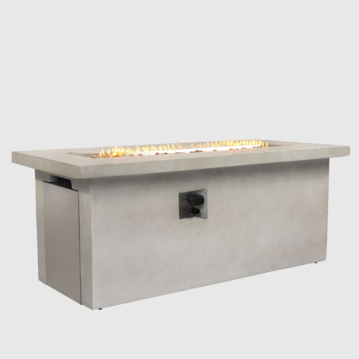Rectangular Propane Gas Fire Pit Table With 60000 Btu For Outdoor Spaces - Light Gray