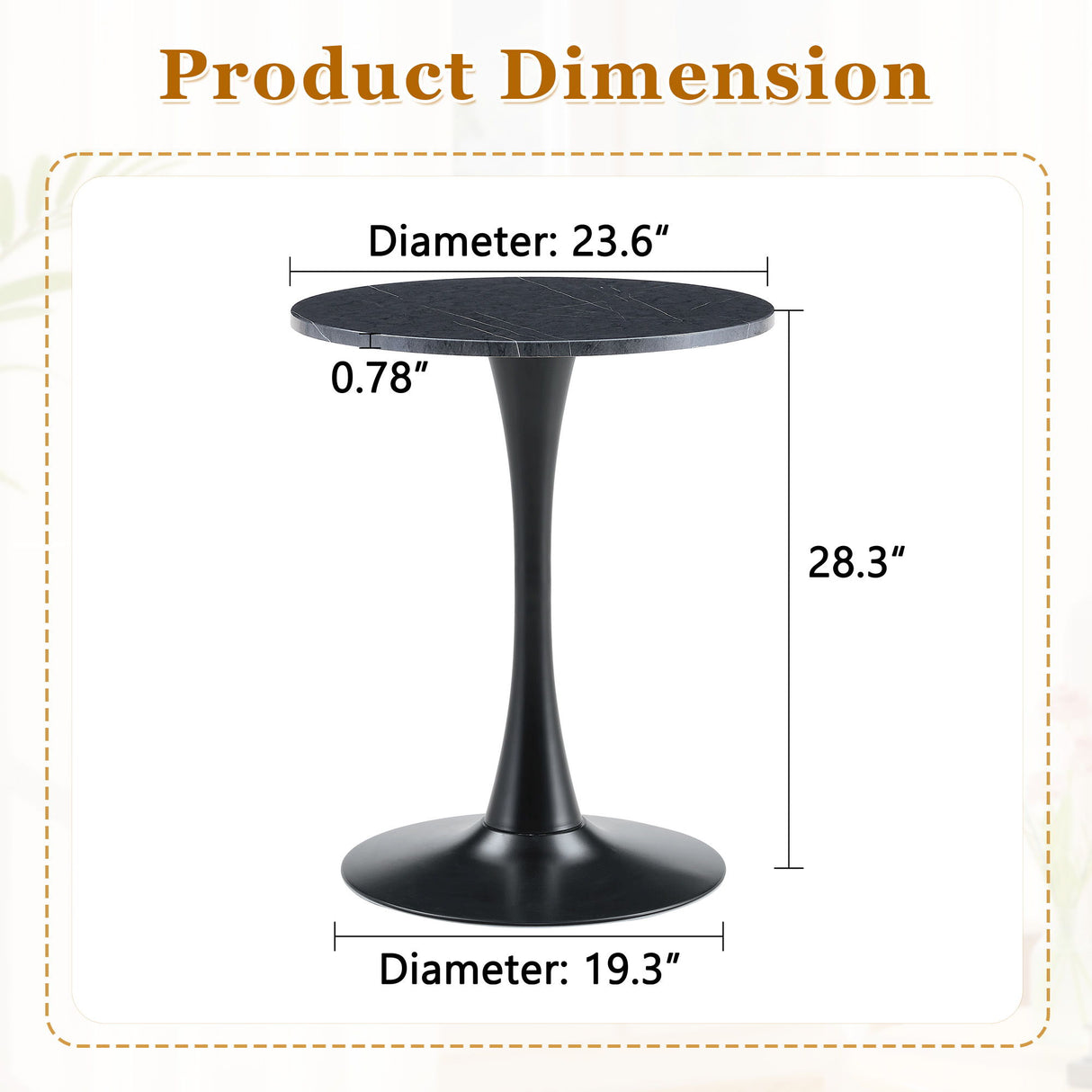 Round Dining Table With Faux Marble Top And Metal Pedestal +, 23.6" Diameter For Kitchen, Living Room, Small Spaces