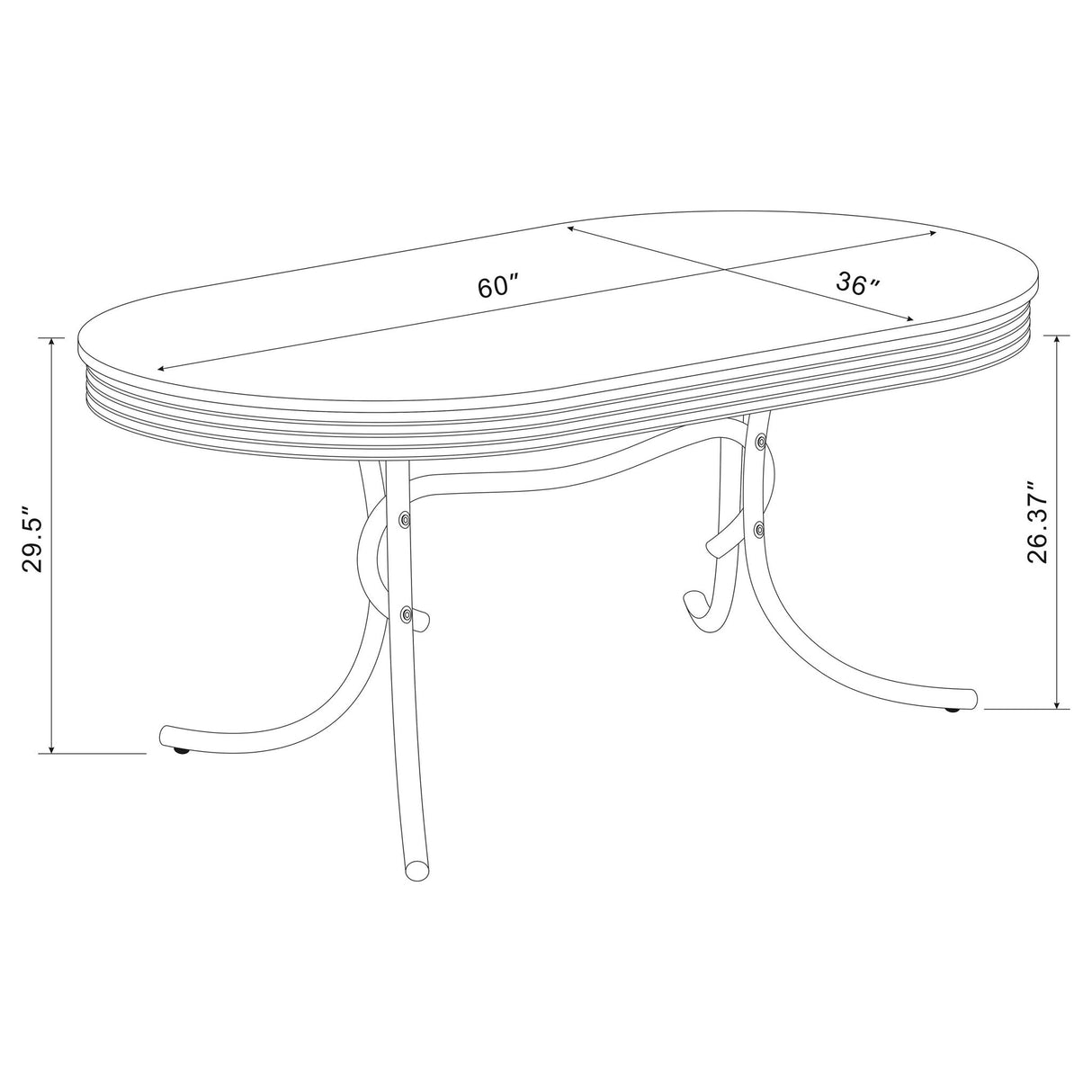 Oval Dining Table - White - Metal
