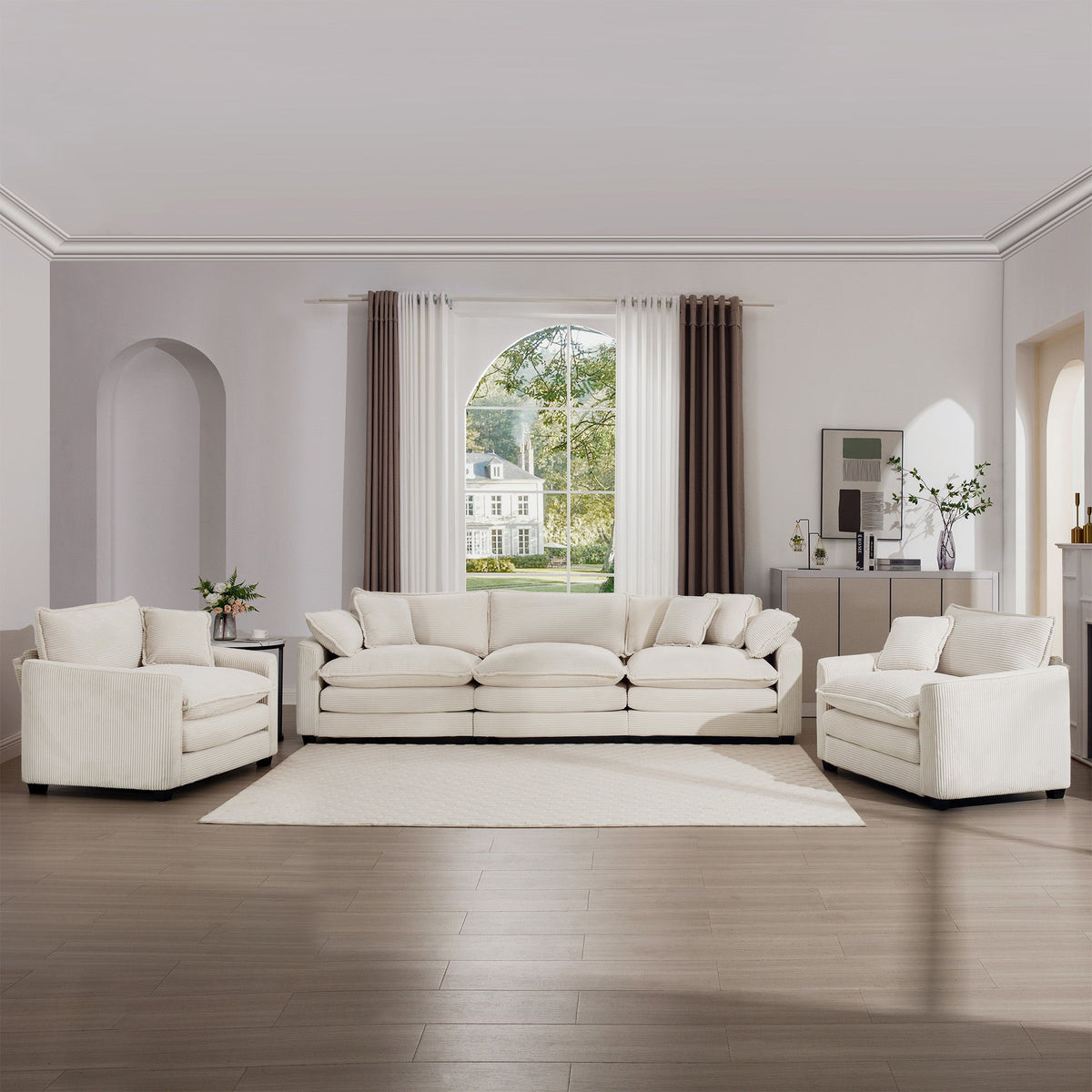 Elegant Oversized Sectional Sofa Set With Deep Seats And Flexible Layout