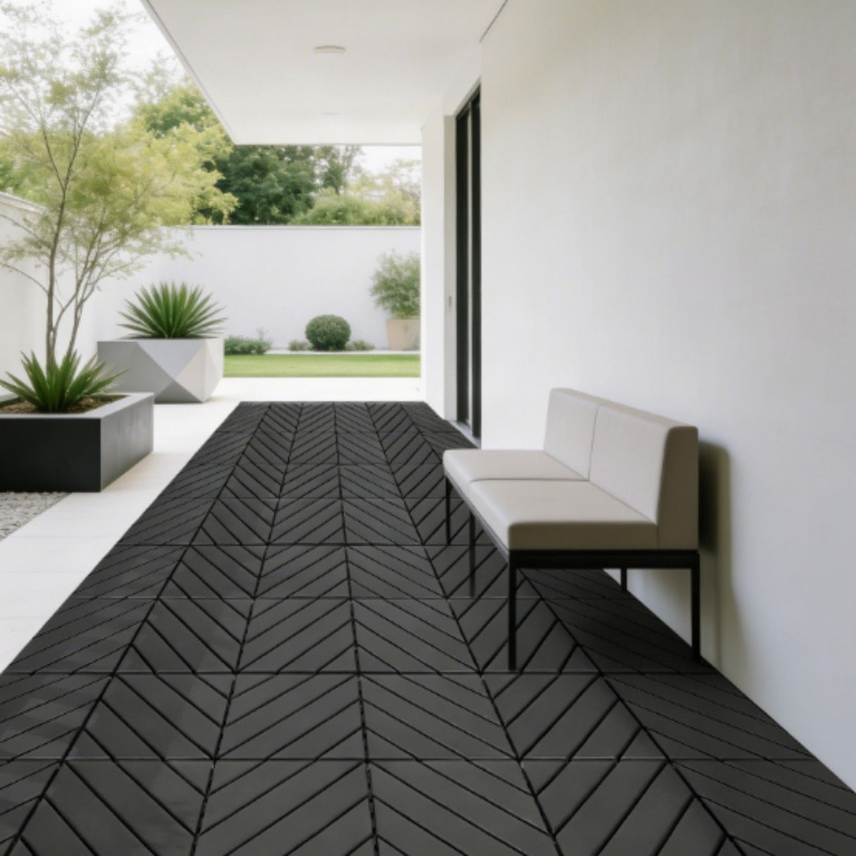 Interlocking Decking Tiles, Waterproof Outdoor Indoor Flooring (Set of 44) - Dark Gray