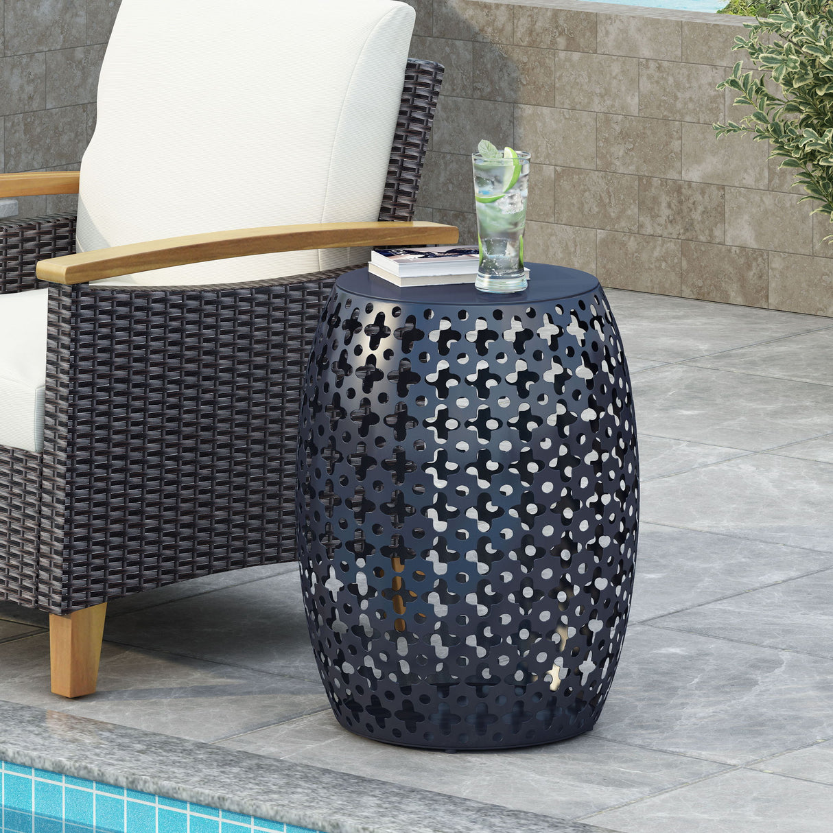 Modern Design, Metal End Table, Large