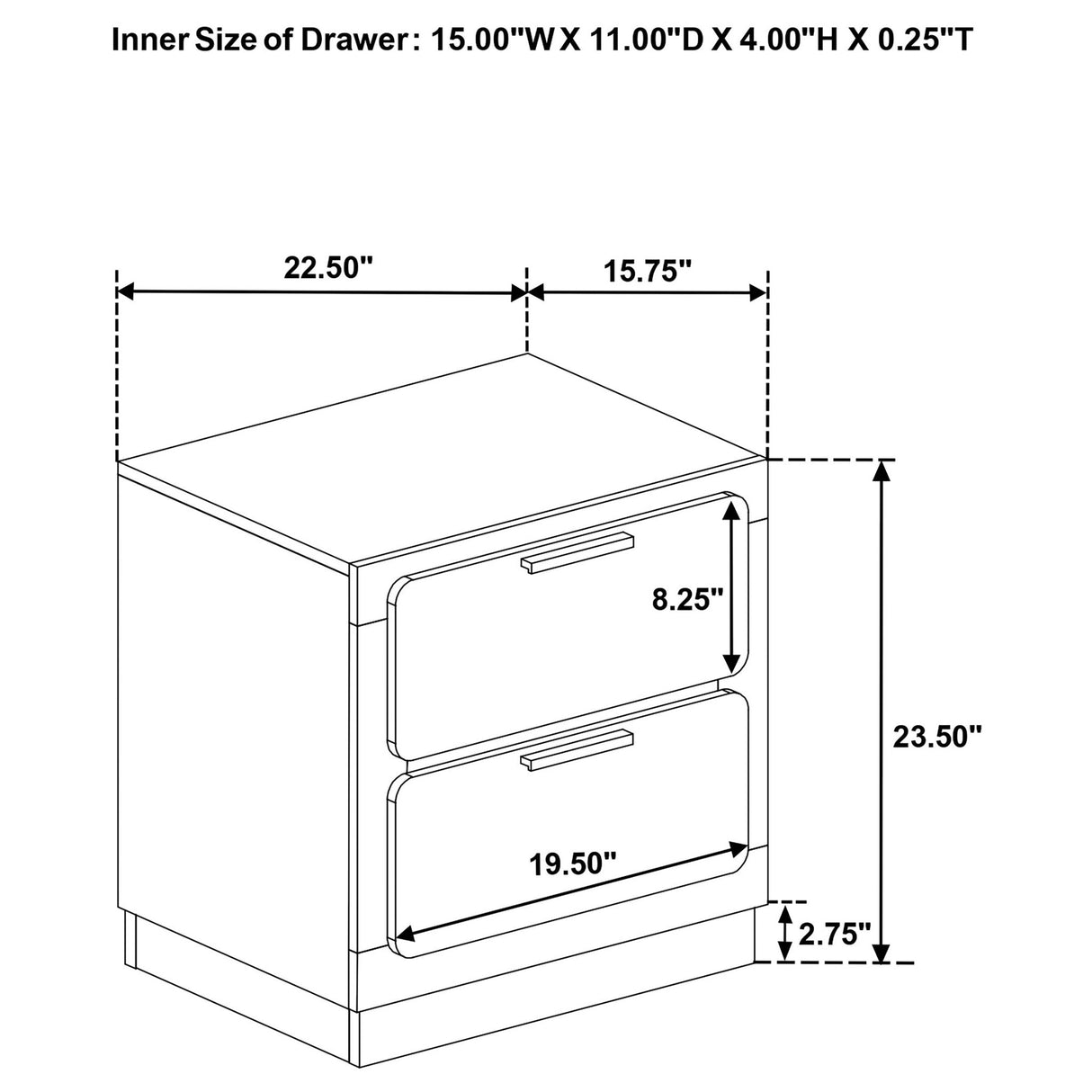 Sophia - 2 Drawer Nightstand