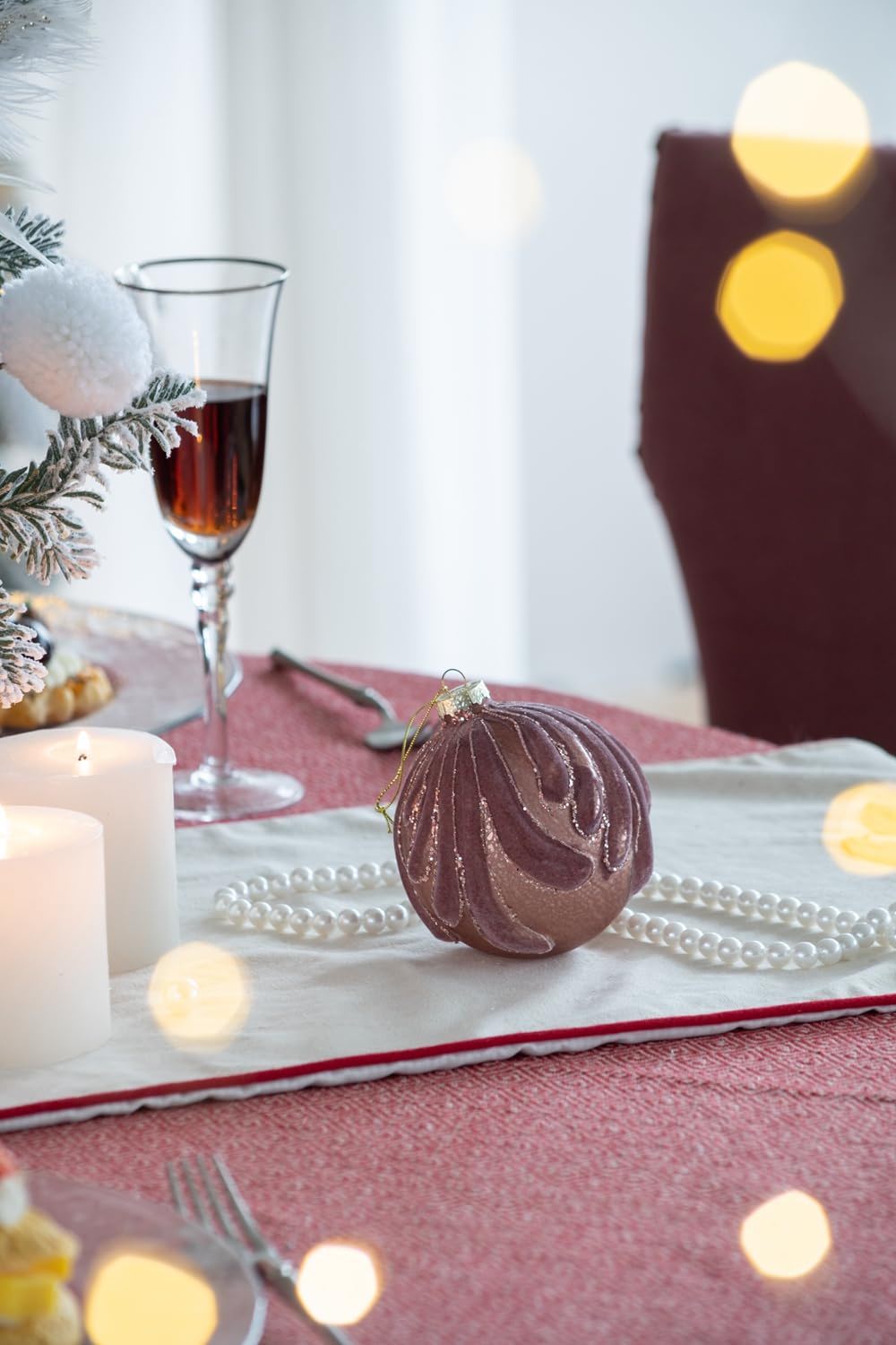 Christmas Ball Ornaments, Glass Decorative Hanging Ball Christmas Tree Ornaments For Holiday Party Decorations (Set of 6) - Purple